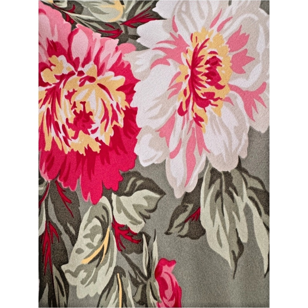 Vintage JNY Signature Silk Midi Skirt Green/Coral Y2K Cottagecore Floral 6P - Picture 5 of 6